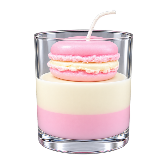 Pink Macaroon Dessert Candle